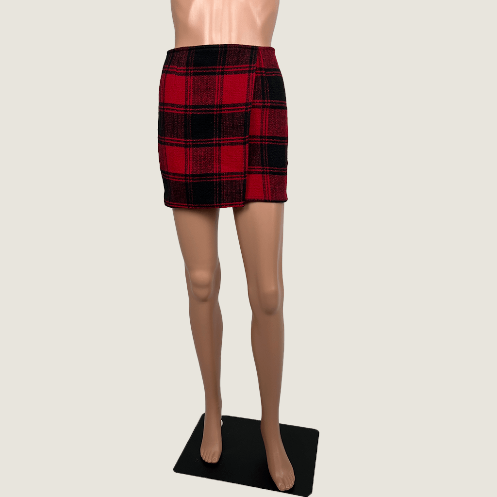 Woman's Plaid Mini Skirt Front