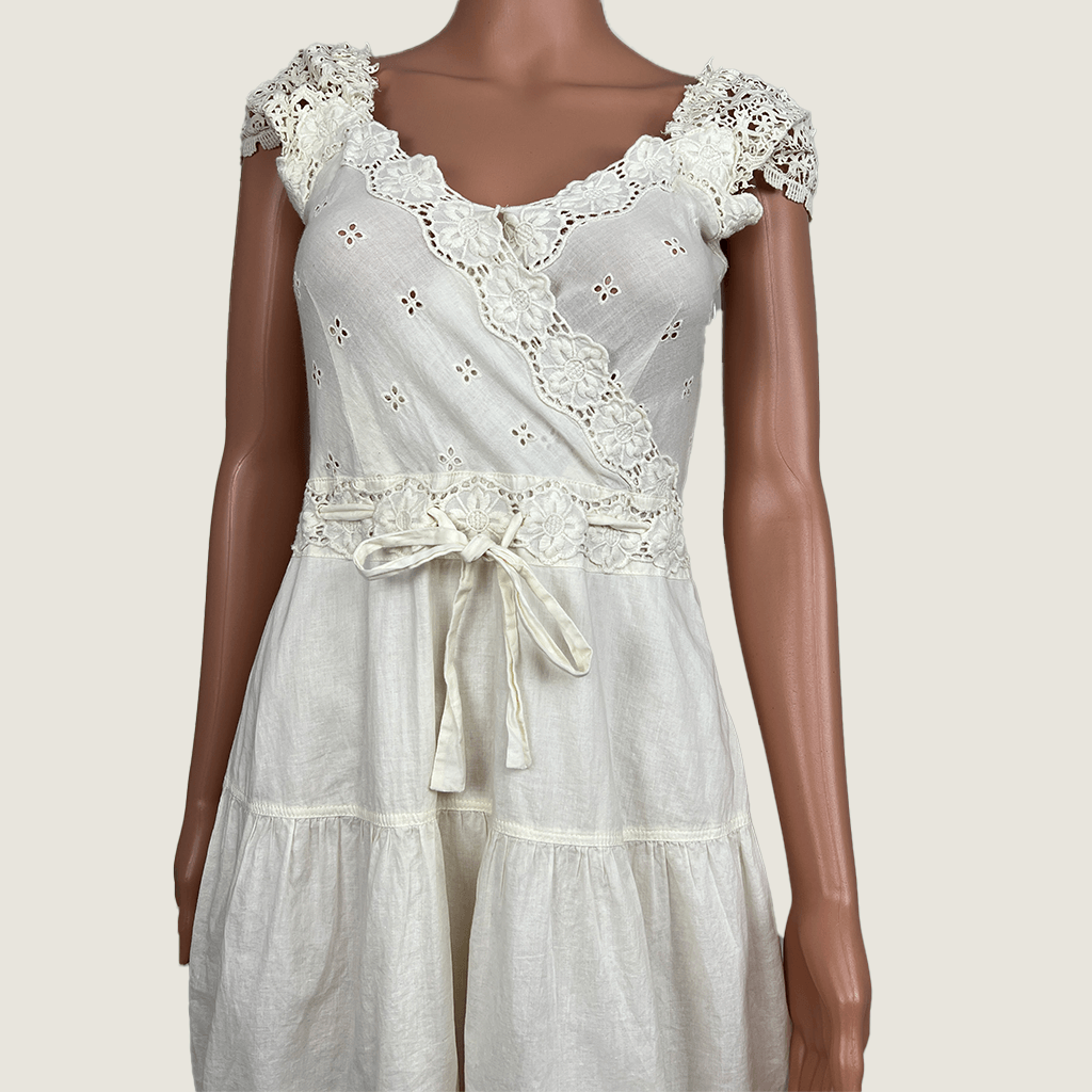 Kachel White Summer Dress Front Detail