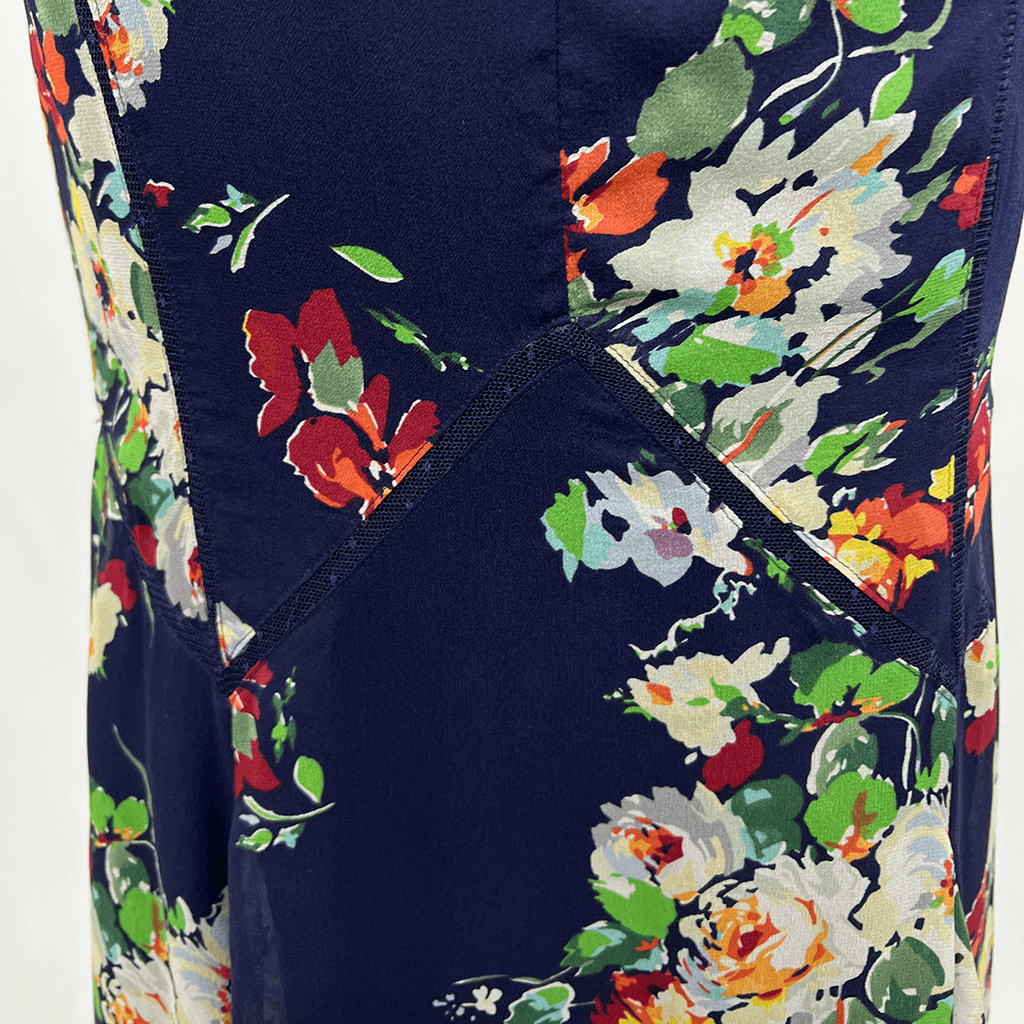 Karen Millen Silk Crepe Floral Maxi Skirt Cut Detail