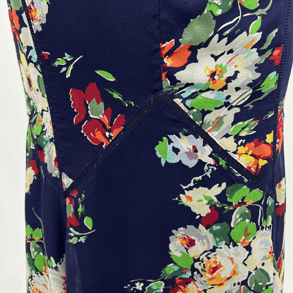 Karen Millen Silk Crepe Floral Maxi Skirt Cut Detail