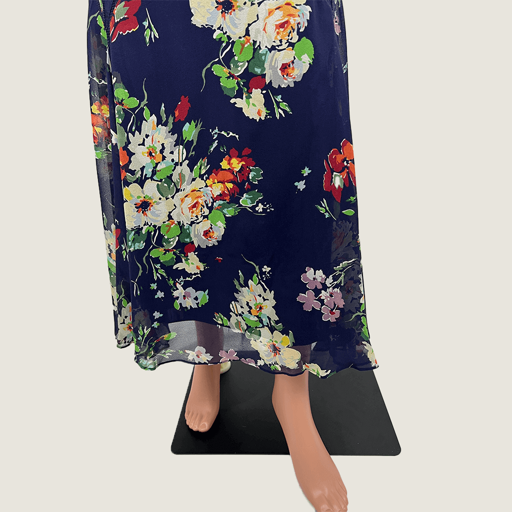 Karen Millen Silk Crepe Floral Maxi Skirt Hem Detail
