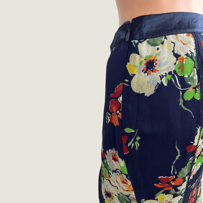 Karen Millen Silk Crepe Floral Maxi Skirt Waist