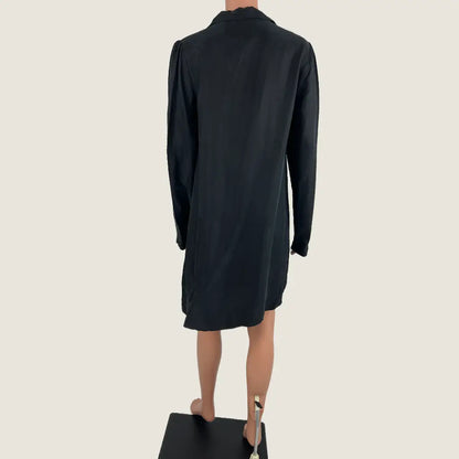 Back View of the Katherine Black Shirt Midi Dress