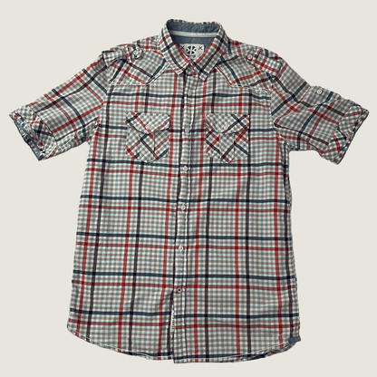 Front view of the Kenji mens check shirt