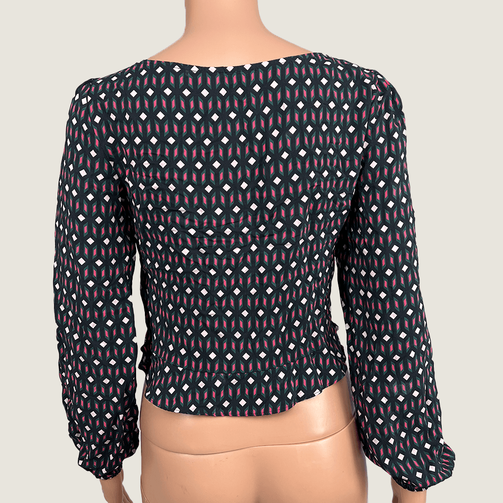 Kookai Long Sleeve Silk Crop Top Back