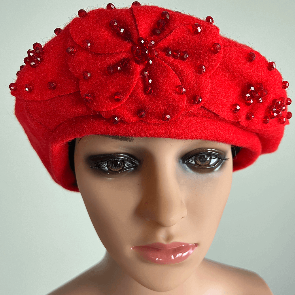 Lala Jewelled Beret Red