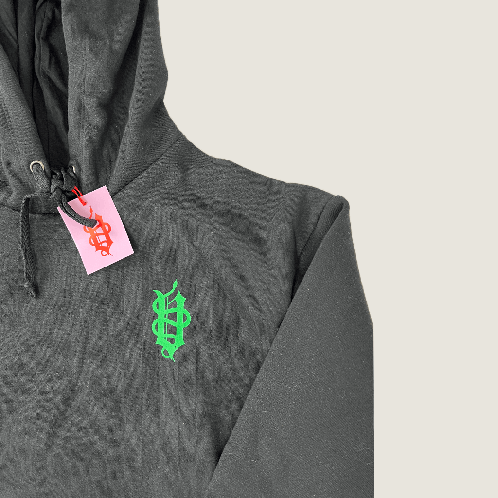 Front shoulder view of the Lilith Viper women's hoodie 