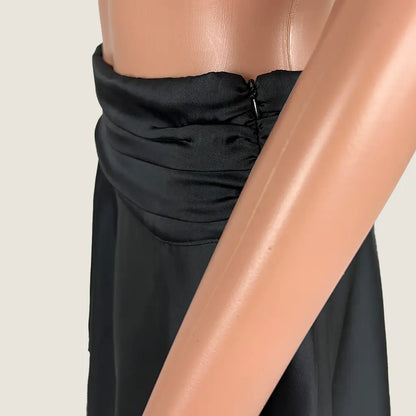 Side Detail View of the Lioness Legacy Midi Skirt Black