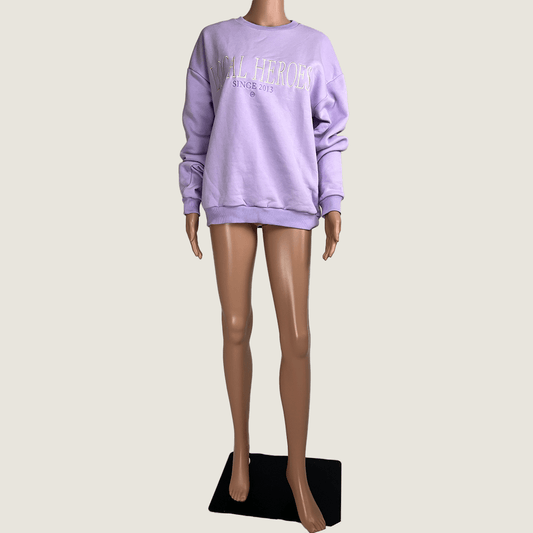 Front view of the Local Hero lavender sweater