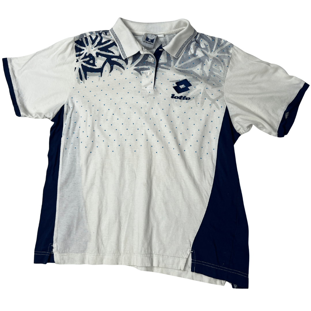 Front view of the Lotto White & Blue Polo Shirt