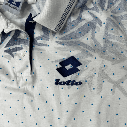 Front view of the Lotto White & Blue Polo Shirt