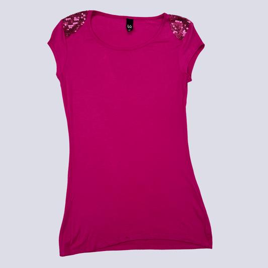 Front view of the Love Hot Pink T-Shirt
