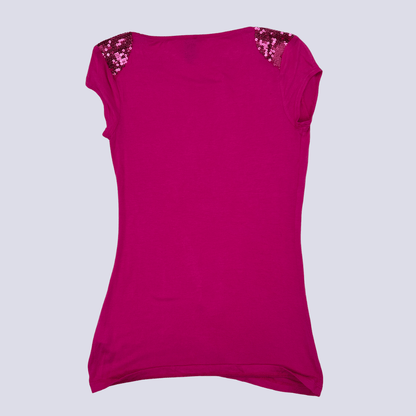 Back view of the Love Hot Pink T-Shirt