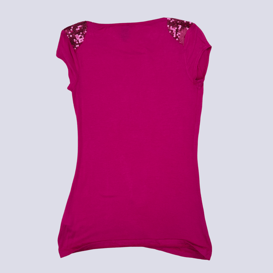 Back view of the Love Hot Pink T-Shirt