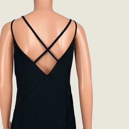 Lulu & Rose Black Midi Strappy Dress Back Detail