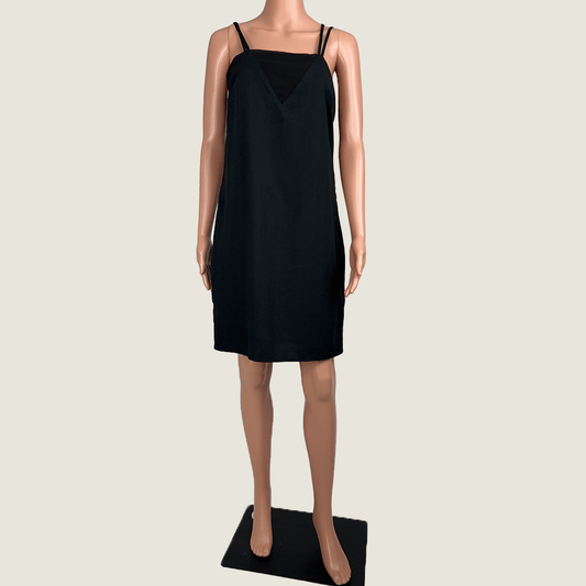 Lulu & Rose Black Midi Strappy Dress Front