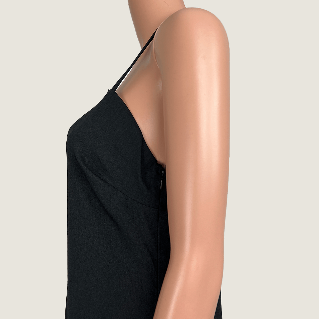Lulu & Rose Black Midi Strappy Dress Side Detail