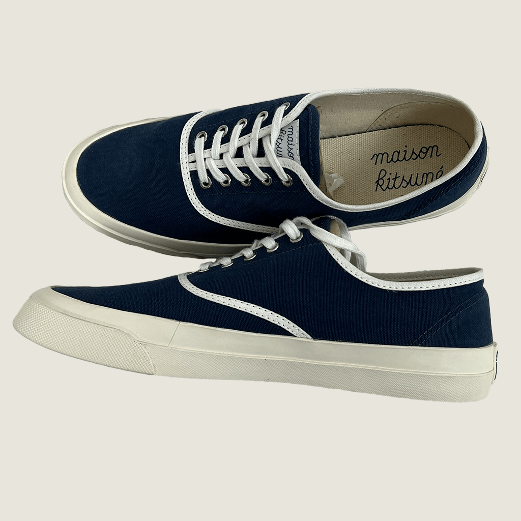 Maison Kitsune Canvas Laced Sneaker Pair