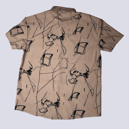 Back view of the Manfinity brown abstract pattern shirt