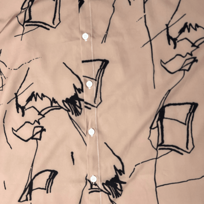 Front detail view of the Manfinity brown abstract pattern shirt