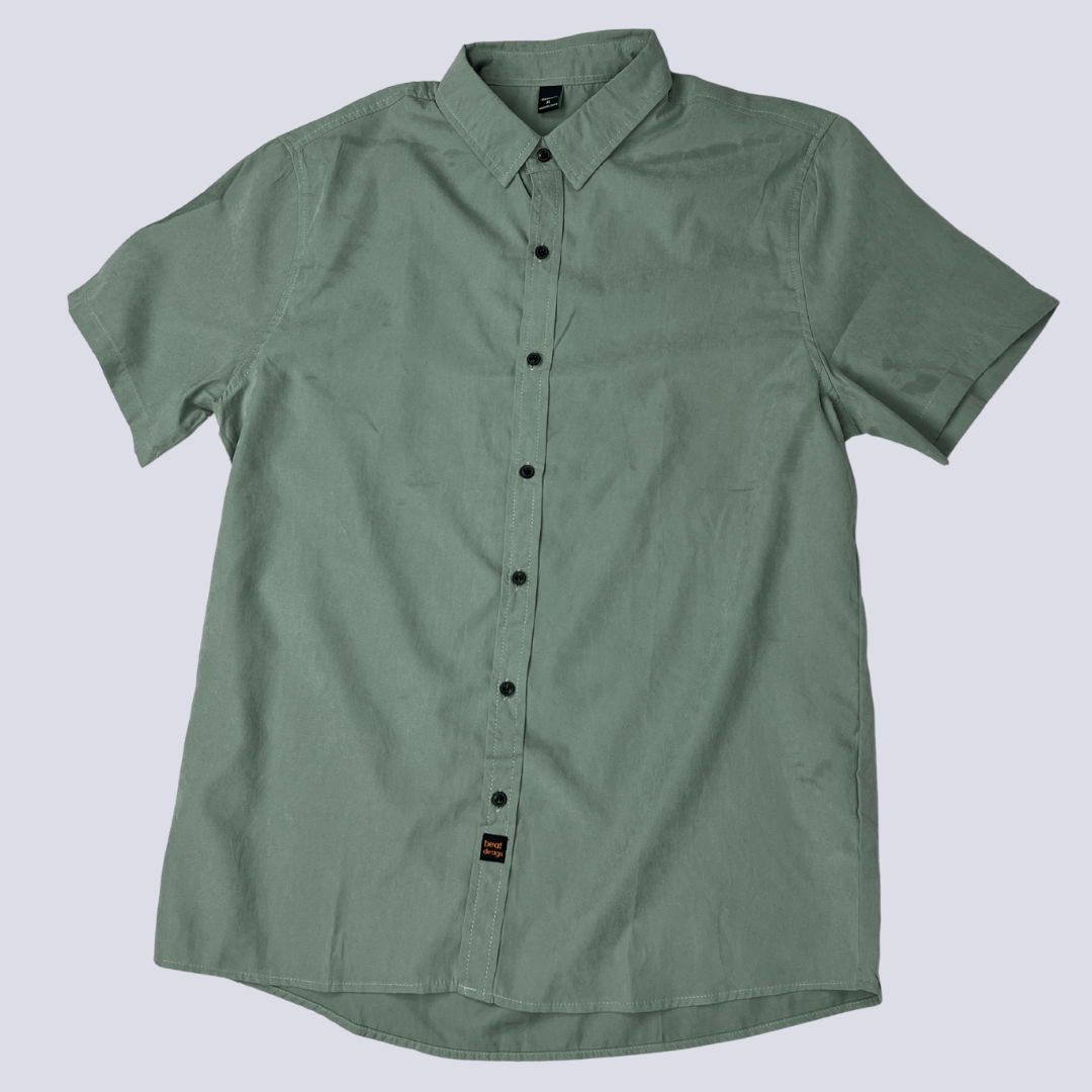 Front view of the Manfinity olive mens shirt