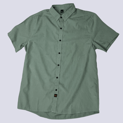 Front view of the Manfinity olive mens shirt