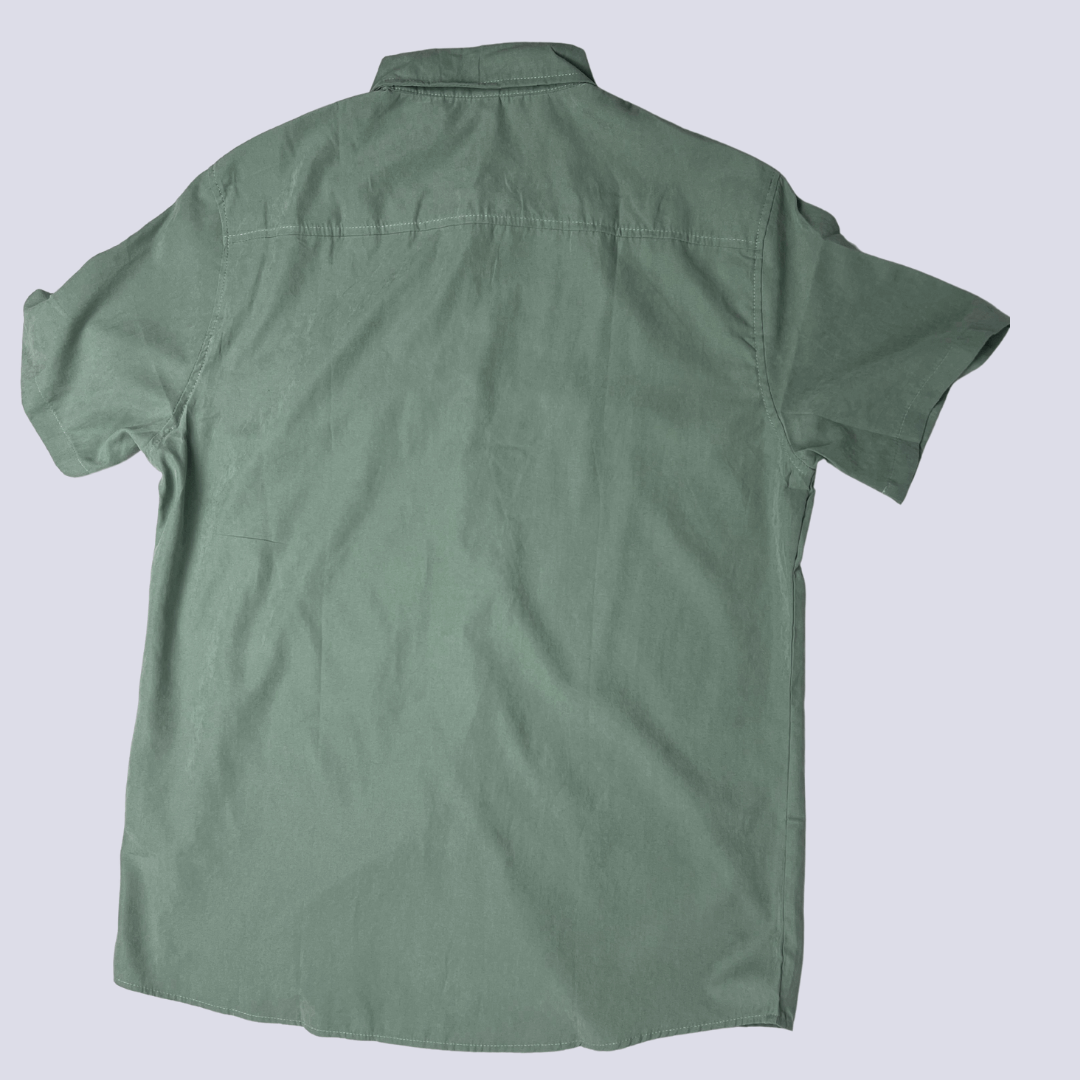 Back view of the Manfinity olive mens shirt