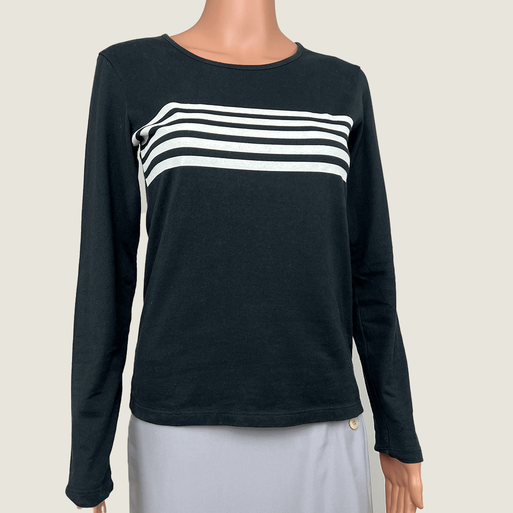 Marimekko, Striped Long Sleeve Cotton Top Front