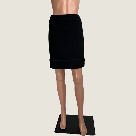 Front view of the Max & Co. black straight mini skirt