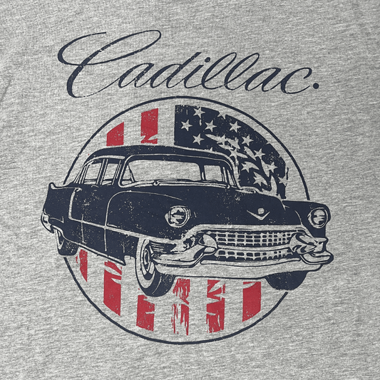 Front graphic detail view of the men's Cadillac T-Shirt