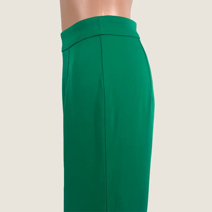 Side Detail View of the Meshki Woman's Pant Green Wide Leg