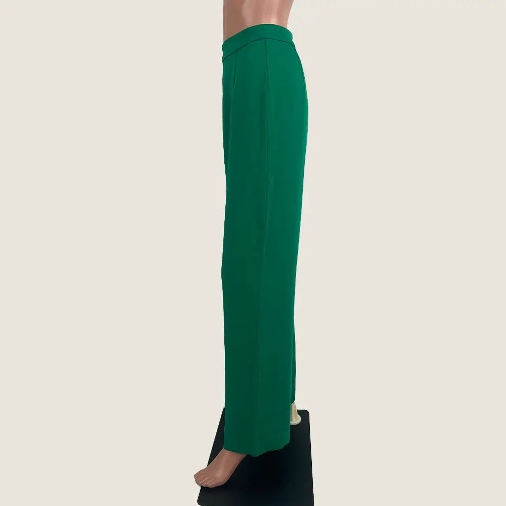 Side View of the Meshki Woman's Pant Green Wide Leg