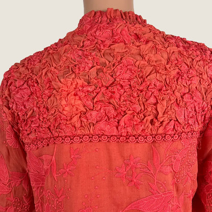 Back Detail View of the Ministry of Style Red Long Sleeve Daphne Blouse