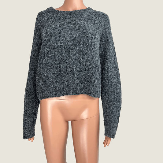 Front view of the Minkpink grey jumper