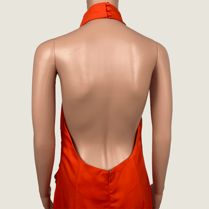 Misha Orange Backless Maxi Dress Back Detail