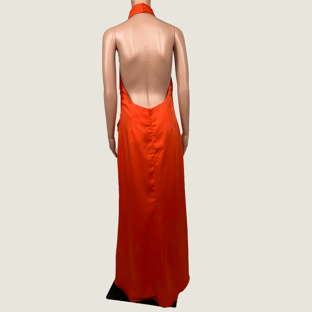 Misha Orange Backless Maxi Dress Back