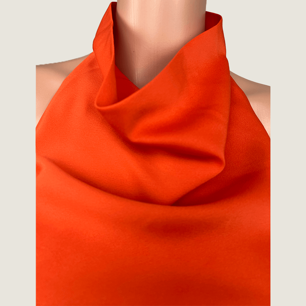 Misha Orange Backless Maxi Dress Collar Detail