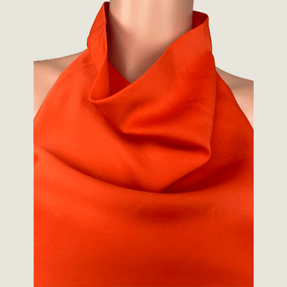 Misha Orange Backless Maxi Dress Collar Detail