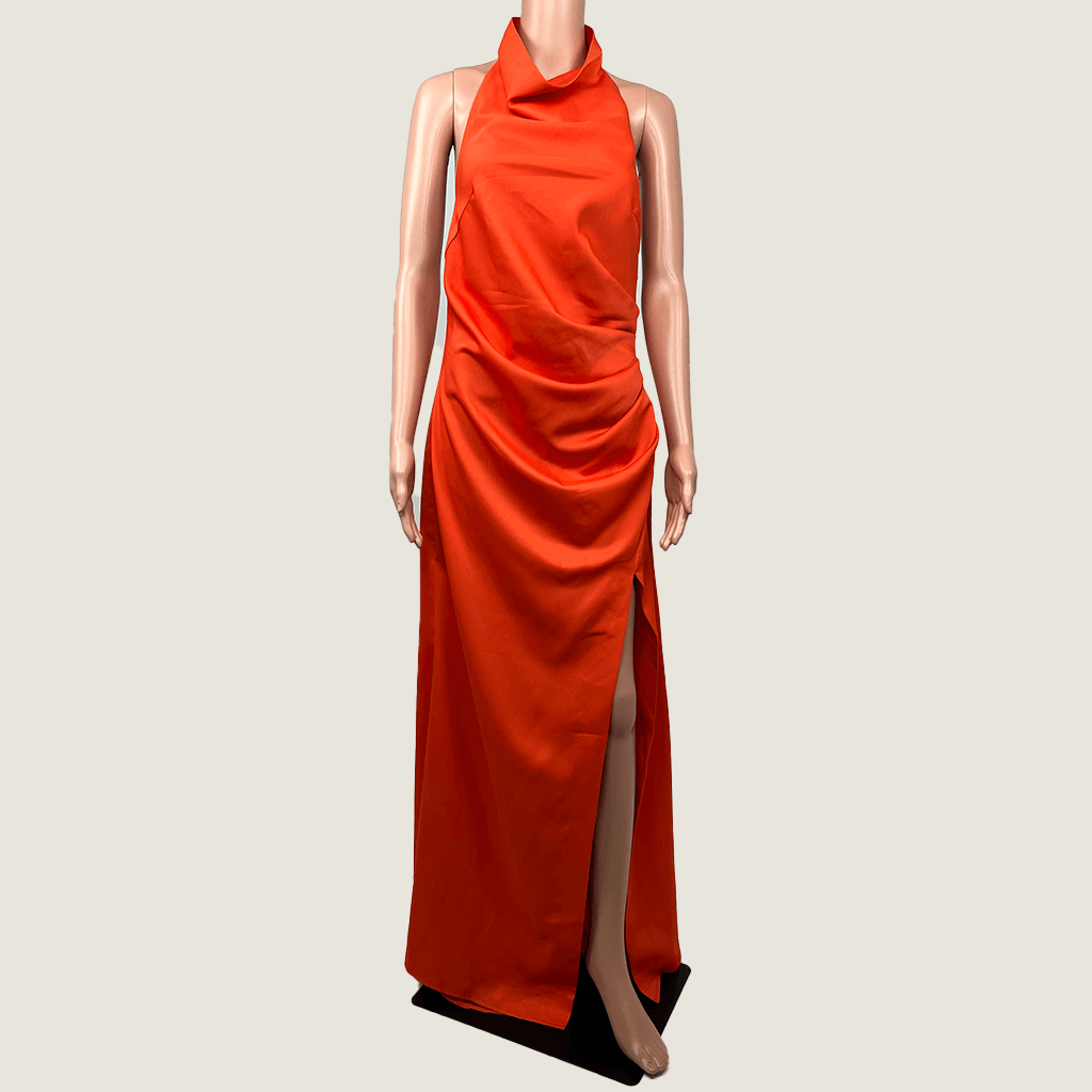 Misha Orange Backless Maxi Dress Front