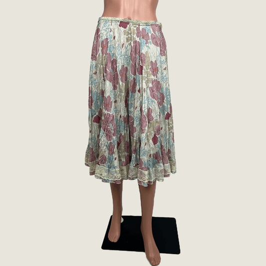 iModa Silk Floral Midi Skirt Front