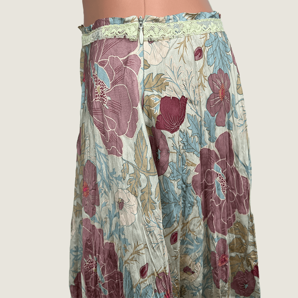 iModa Silk Floral Midi Skirt Zip