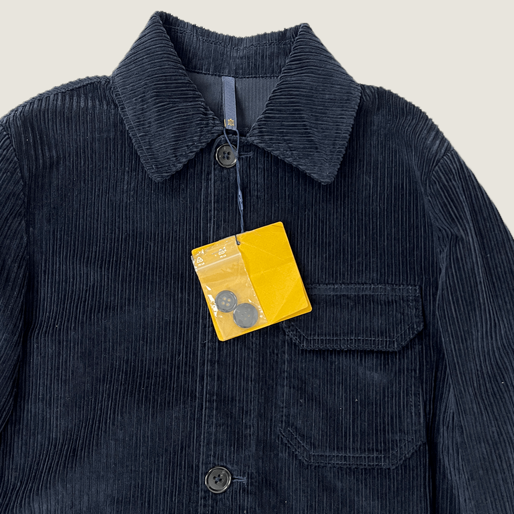 Detail collar view of the Montedoro Corduroy Button Up Jacket