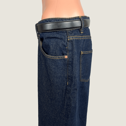 Side detail view of the Motel Low Rise Parallel Jeans