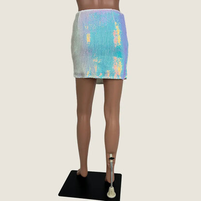 Back View of the Nasty Gal Sequin Mini Wrap Skirt