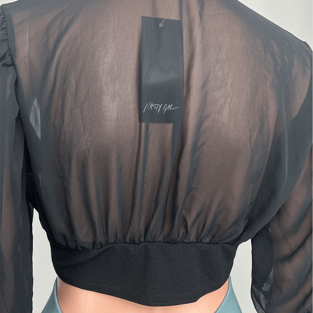 Nasty Girl Black Semi-Sheer Blouse Back