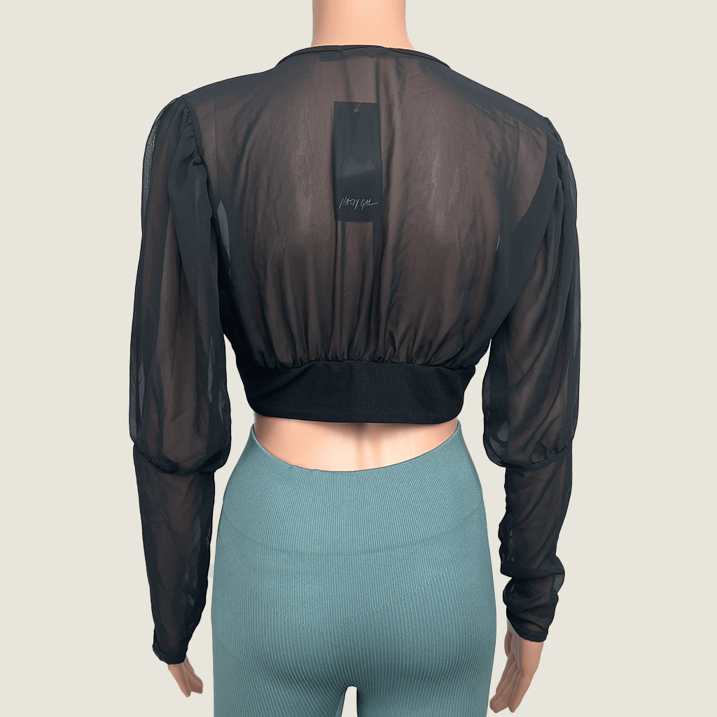 Nasty Girl Black Semi-Sheer Blouse Back