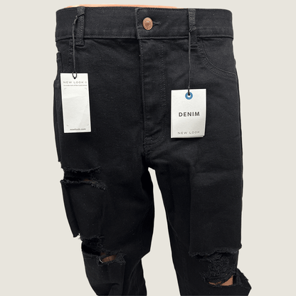 New Look Distressed Black Jeans Front Detail