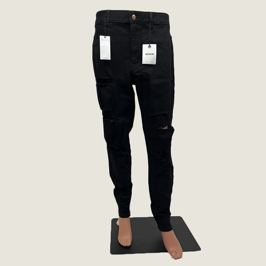New Look Distressed Black Jeans Front