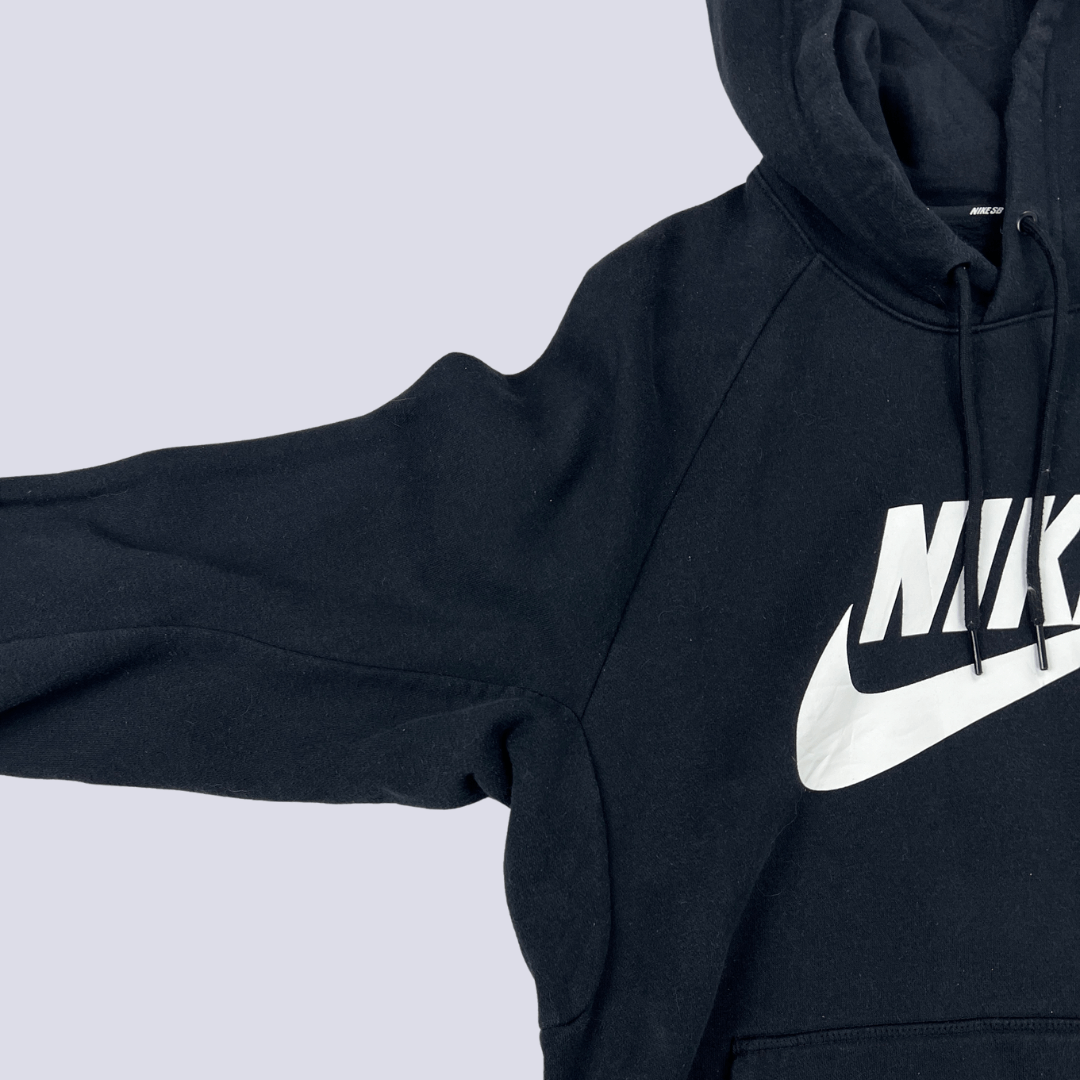 Front side detail view of the Nike black hoodie