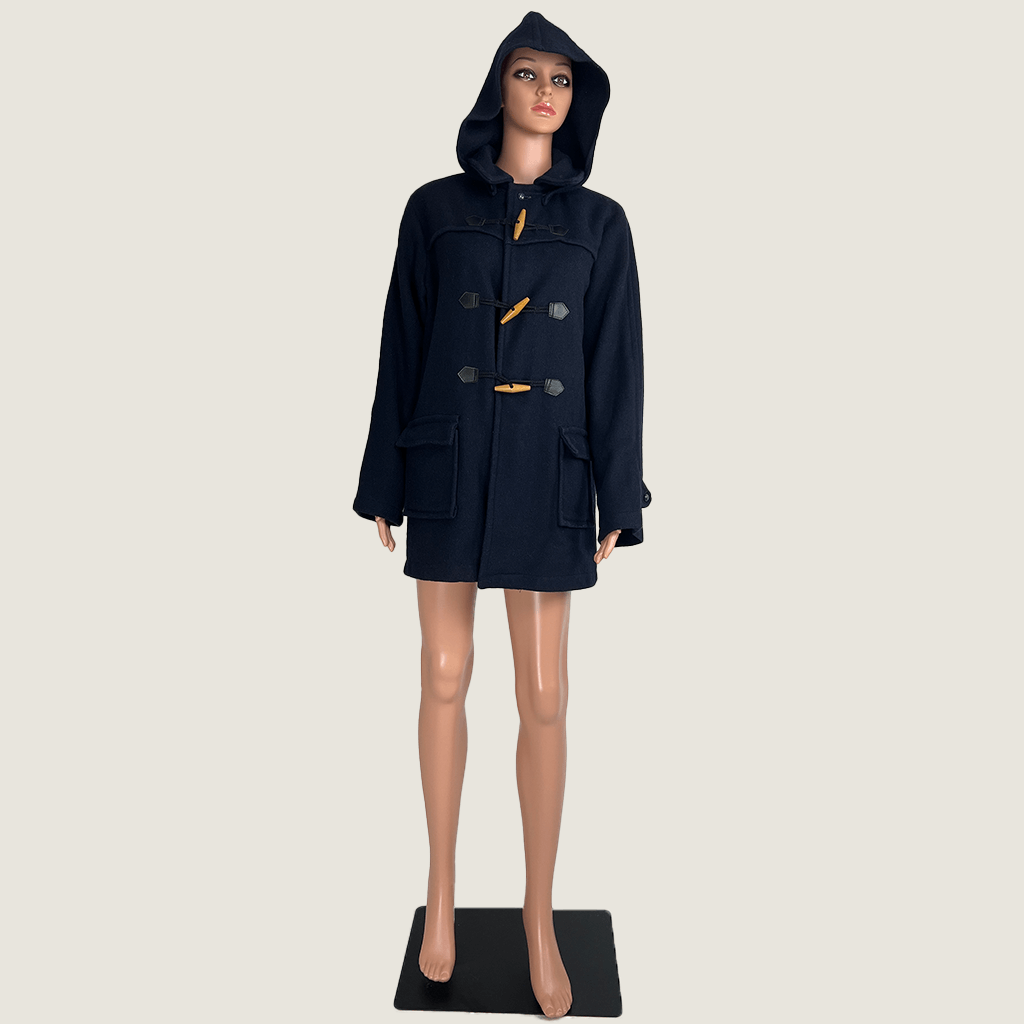 Front view of the Norwellan Bluey Junior Showerproof Dark Blue Duffel Coat